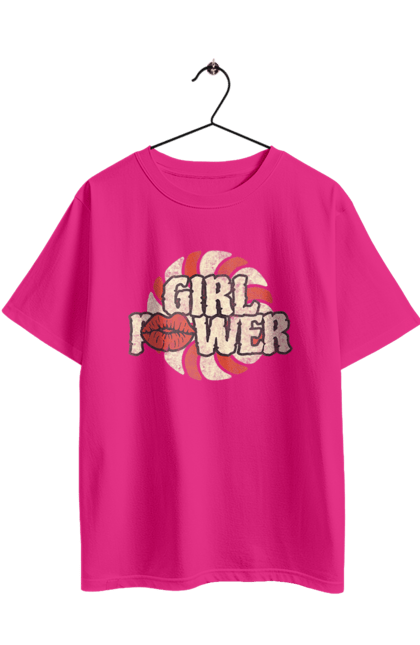 Футболка оверсайз с принтом Girl Power. Girl power, девушки, девушки могут, женская сила, женщины, лозунг, независимость, сила, феминизм. 2070702