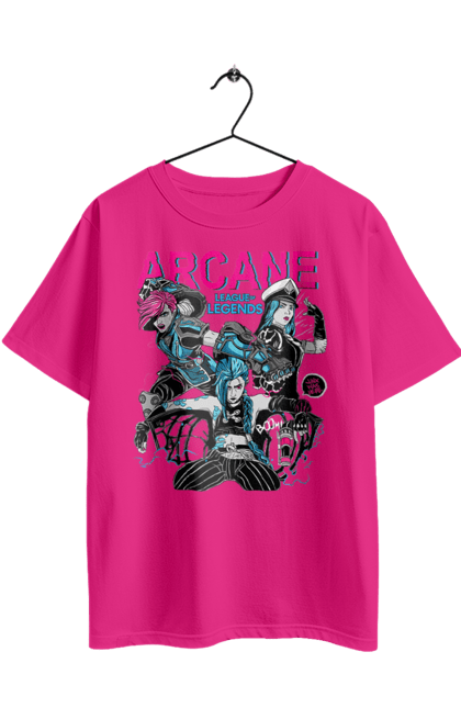 Футболка оверсайз с принтом VECTOR ARCANE2. Arcane, fortiche, league of legends, riot games, аркейн, вай, джинкс, мультсериал, фэнтези. 2070702