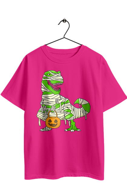 Oversized t-shirt with prints Halloween Dinosaur. Costume, dinosaur, halloween, holiday, october, october 31, pumpkin, sweets, trick or treat. 2070702