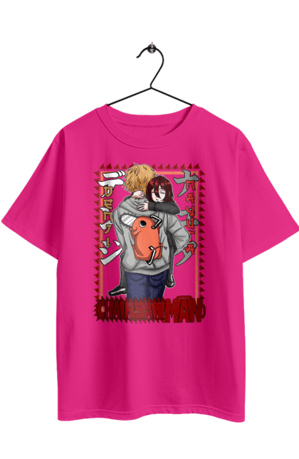 Футболка оверсайз з принтом "Людина Бензопила Денджі та Наюта". Anime, chainsaw man, denji, manga, nayuta, аніме, денджі, людина-бензопила, манга, наюта. 2070702