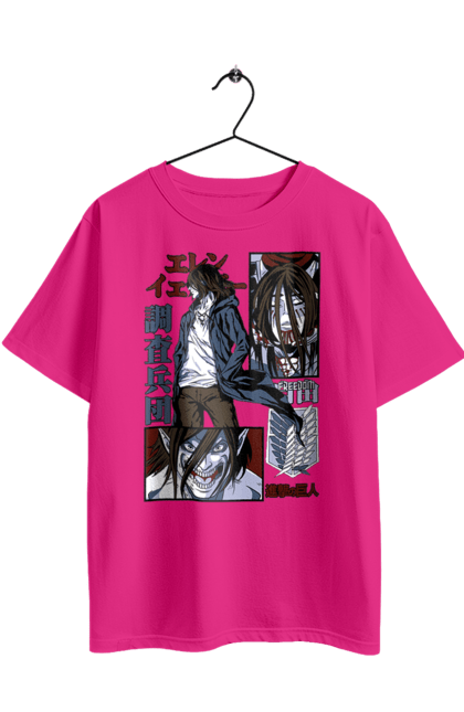Oversized t-shirt with prints Attack on Titan Eren. Action film, anime, attack on titan, dark fantasy, drama, eren, eren jaeger, manga, post-apocalyptic. 2070702