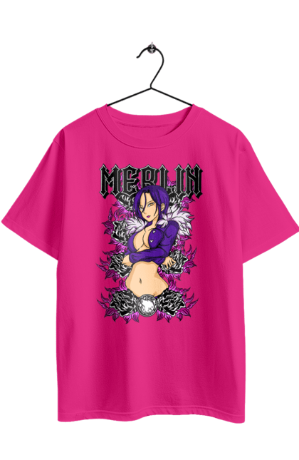 Футболка оверсайз з принтом "Сім Смертних Гріхів Мерлін". Seven deadly sins, аніме, комедія, манга, мерлін, пригоди, сім смертних гріхів, фентезі. 2070702