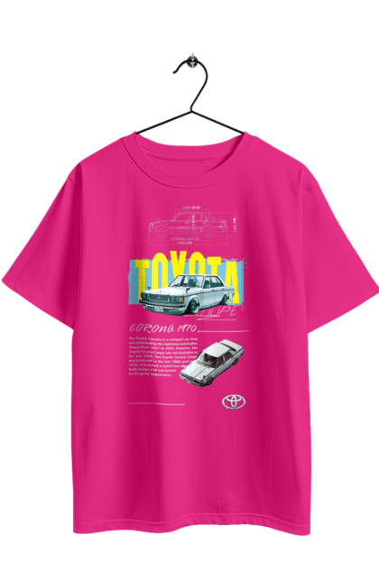 Футболка оверсайз с принтом Toyota Corona. Corona, toyota, toyota corona, авто, автомобиль, корона, машина, тойота, тойота корона. 2070702