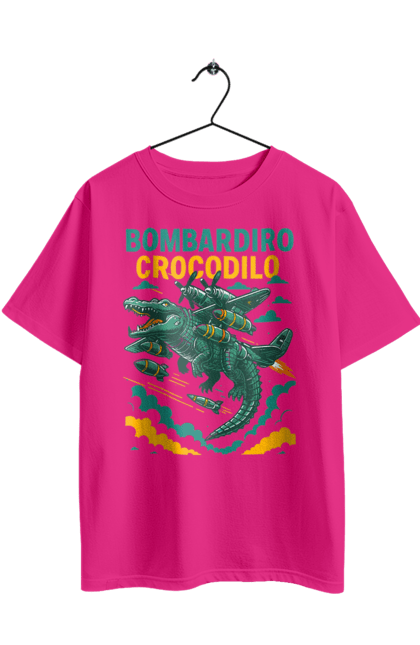 Футболка оверсайз з принтом "Bombardino Crocodilo". Bombardino, bombardino crocodilo, crocodilo, бомбардіно крокоділо, крокодил, крокодил літак, крокодил мем, мем, мем бомбардине крокодило. 2070702