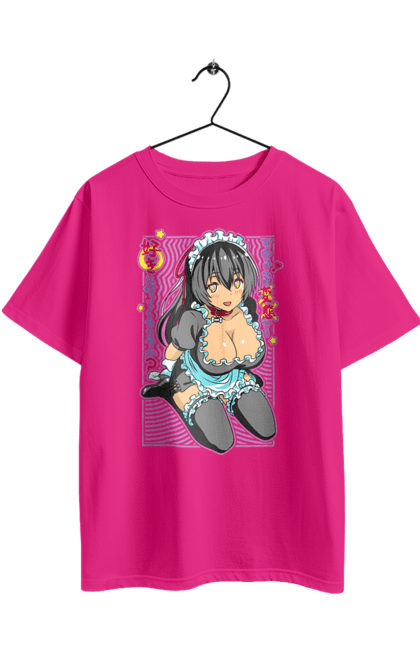 Футболка оверсайз с принтом Полюбишь ли ты извращенку, если она милая?. Anime, manga, аниме, гарем, горничная, девушка, манга. 2070702
