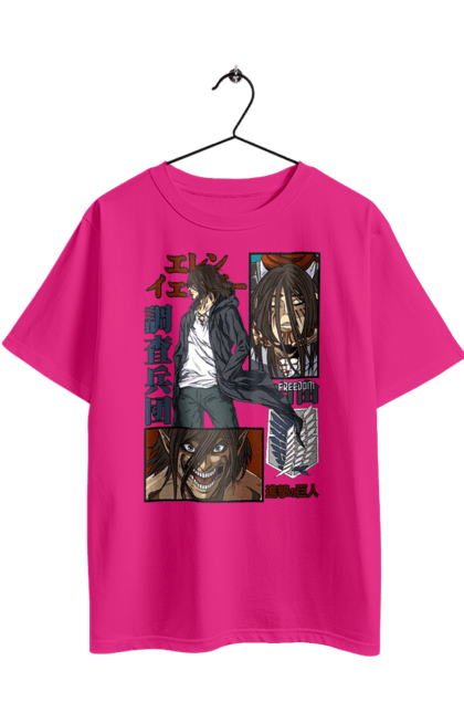 Oversized t-shirt with prints Attack on Titan Eren. Action film, anime, attack on titan, dark fantasy, drama, eren, eren jaeger, manga, post-apocalyptic. 2070702