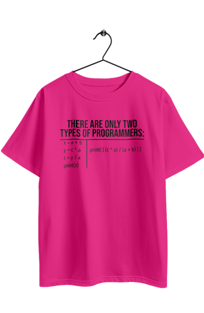 Футболка оверсайз з принтом "Два типи програмістів". Два програмісти, два типи, два типи програмістів, жарт it, мак адреса, програміст, технічне завдання, ти ж програміст, фрілансер. 2070702