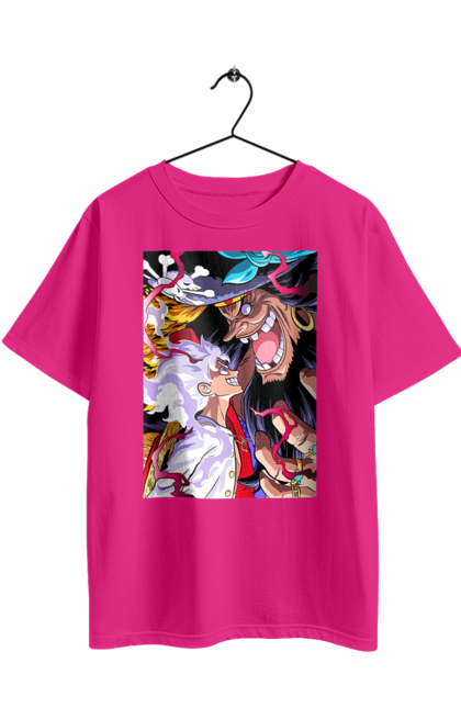 Футболка оверсайз з принтом "Ван Піс Луффі та Маршал Д. Тіч". Blackbeard, luffy, marshall d. teach, one piece, аніме, ван піс, луффі, манга, маршал д. тіч, чорна борода. 2070702