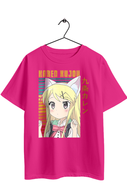 Футболка оверсайз з принтом "Золота мозаїка Карен Куджо". Anime, karen kujo, kiniro mosaic, kinmoza, manga, аніме, золота мозаїка, карен, карен куджо, манга. 2070702