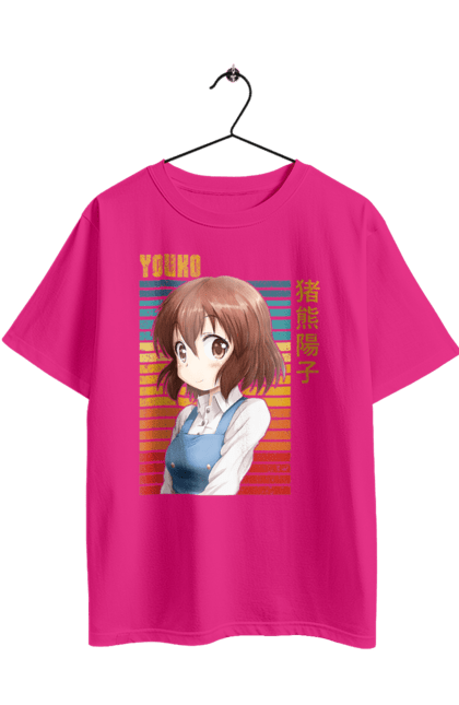 Футболка оверсайз з принтом "Золота мозаїка Йоко Інокума". Anime, kiniro mosaic, kinmoza, manga, yoko inokuma, аніме, золота мозаїка, йоко, йоко інокума, манга. 2070702