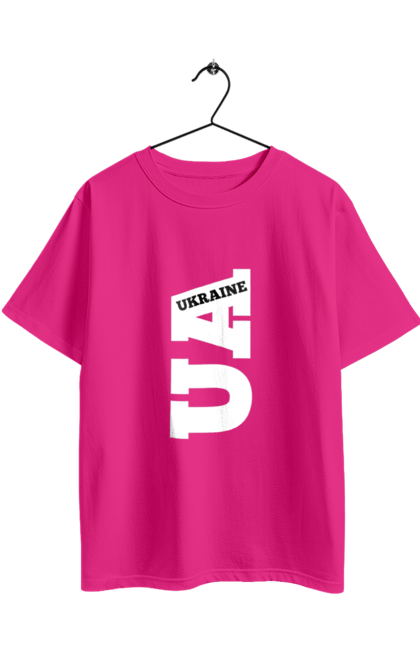 Футболка оверсайз з принтом "Україна". Абревіатура, батьківщина, емблема, логотип, напис, текст, україна. 2070702