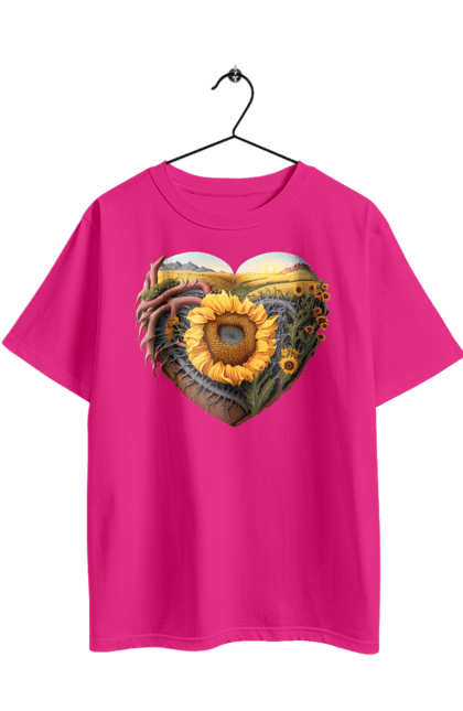 Футболка оверсайз з принтом "Символи України". Небо, поле, пшениця, символи україни, соняшник, україна. 2070702