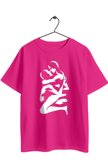 Футболка оверсайз з принтом "Білі Тіла". Жінка, контур, тіла, чоловік. 2070702