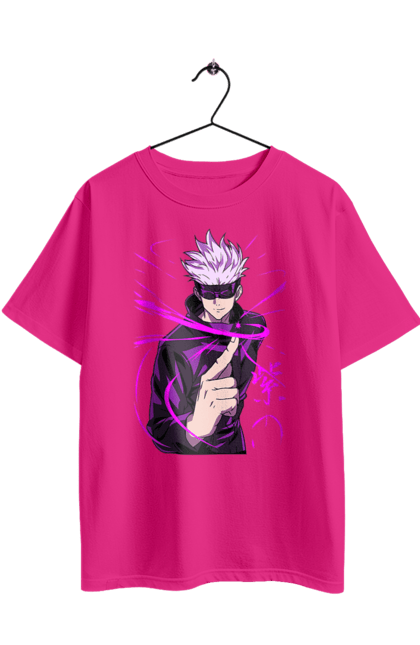 Футболка оверсайз з принтом "Магічна битва Годжо". Anime, gojo, jujutsu kaisen, manga, аніме, годжо, магічна битва, манга, містика, темне фентезі. 2070702