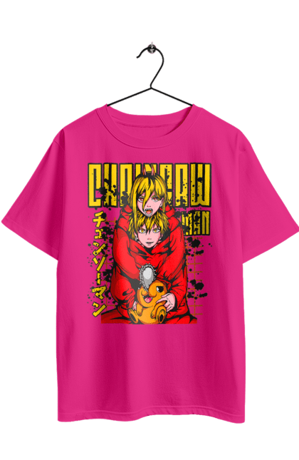 Футболка оверсайз з принтом "Людина Бензопила Пауер та Денджі". Anime, chainsaw man, denji, manga, power, аніме, денджі, людина-бензопила, манга, пауер. 2070702