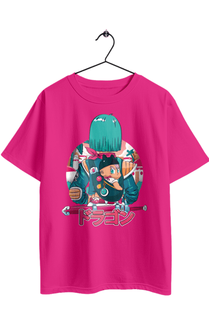 Футболка оверсайз з принтом "Перли дракона Булма". Anime, bulma, dragon ball, goku, manga, аніме, булма, гоку, манга, перли дракона. 2070702