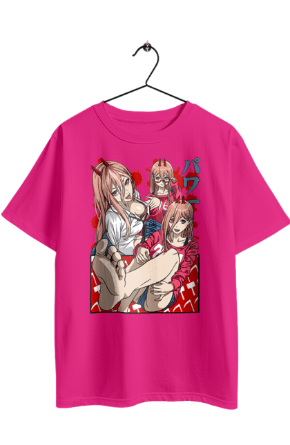 Футболка оверсайз з принтом "Людина Бензопила Пауер". Anime, chainsaw man, manga, power, аніме, демон, людина-бензопила, манга, пауер, шьонен. 2070702