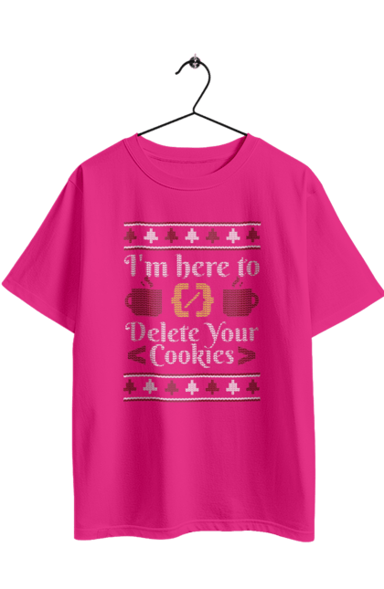 Футболка оверсайз з принтом "Я тут щоб з'їсти твої кукі". 404, ай ті, айтішник, бінарний, код, програміст, розробник, хакер. 2070702