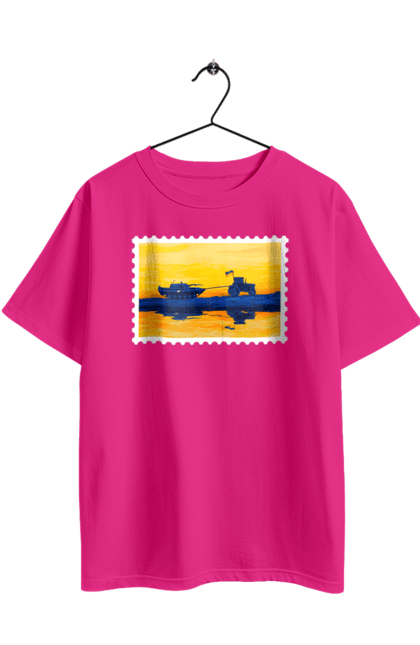 Футболка оверсайз з принтом "Нова марка, трактор що тягне танк". Добрий вечір, доброго вечора, марка, марка україни, марка укрпочта, ні війні, трактор тягне танк, тракторні війська, укрпочта. 2070702