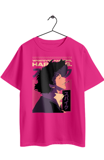 Футболка оверсайз с принтом Ковбой Бибоп Спайк. Anime, cowboy bebop, spike, spike spiegel, аниме, ковбой бибоп, спайк, спайк шпигель. 2070702