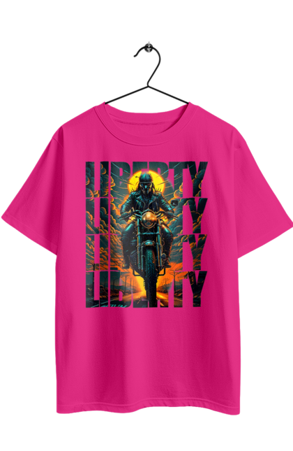 Футболка оверсайз з принтом "Байкер". Байкер, мотоцикліст, подорожі, свобода, туризм. 2070702