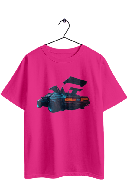 Футболка оверсайз з принтом "DeLorean назад у майбутнє". Автомобіль, делореан, з фільму. 2070702