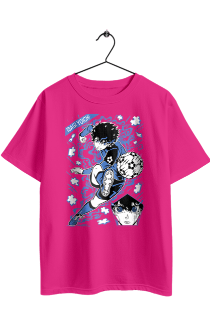 Футболка оверсайз з принтом "Синя в'язниця Йоічі Ісагі". Blue lock, yoichi isagi, аніме, блю лок, йоічі ісагі, манга, синя в`язниця, спорт, спортивне аніме. 2070702