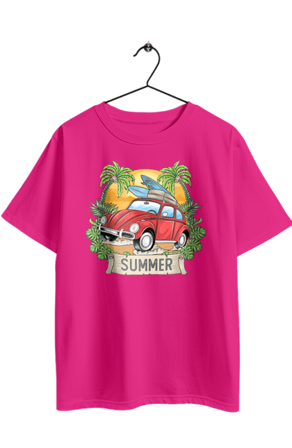Футболка оверсайз з принтом "Літо, Машина І Пальми". Відпочинок, літо, машина, пальми. 2070702