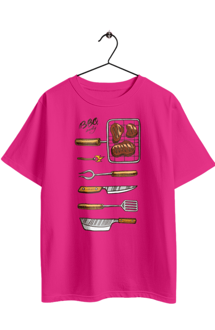 Футболка оверсайз з принтом "Барбекю Паті". Барбекю, м`ясо, смажити. 2070702