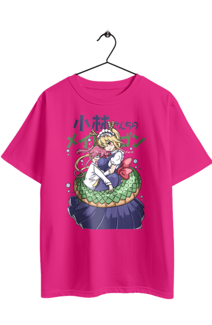 Футболка оверсайз з принтом "Драконопокоївка пані Кобаяші". Kobayashi, аніме, дракон, кобаяші, манга, пані кобаяші, тору, тору кобаясі, тору кобаяші. 2070702
