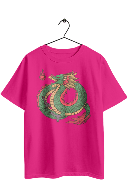 Футболка оверсайз з принтом "Дракон". Дракон, зелений дракон, китайський дракон, символ, тварина. 2070702