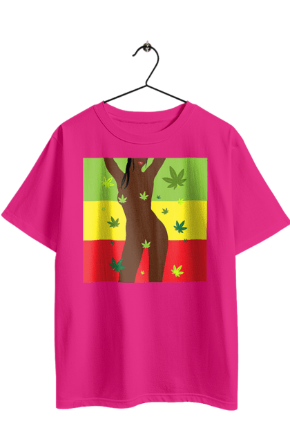 Футболка оверсайз з принтом "Гола Дівчина І Конопля". Гола, конопля, курити, сиськи. 2070702