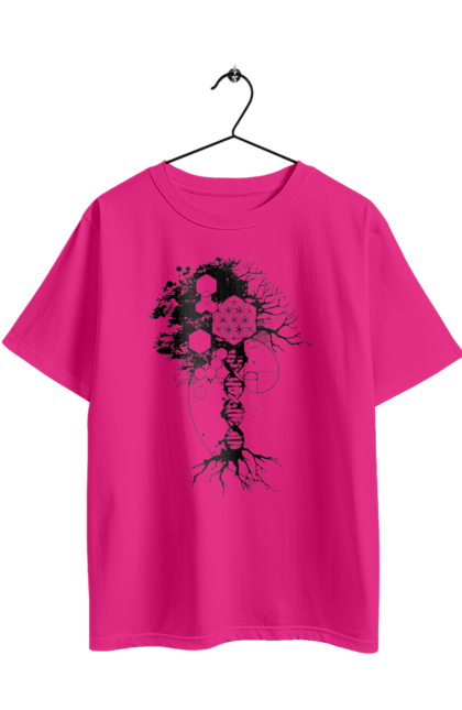 Футболка оверсайз з принтом "Древо життя". Геном людини, дерево життя, золотий перетин, квітка життя, сакральна геометрія, таємниця світобудови, таємниця числа фібоначчі, число бога, число фібоначчі. 2070702