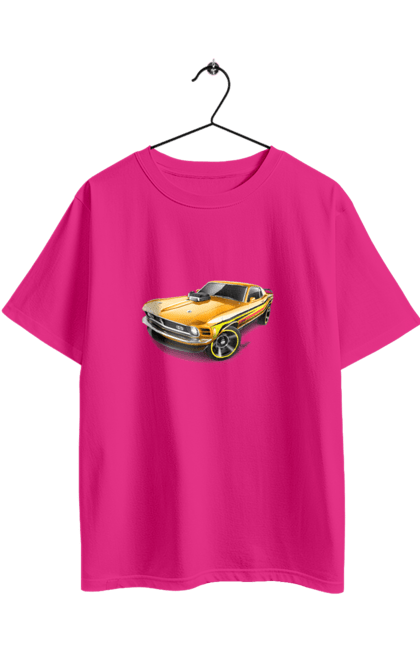 Футболка оверсайз з принтом "Форд мустанг". Американська легенда, жовтий мустанг, культове авто, мустанг, потужне авто, форд мустанг, шелбі. 2070702