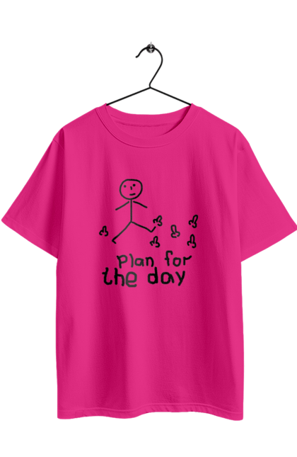 Футболка оверсайз з принтом "План на день". Гумор, жарти, меми, приколи, смішні. 2070702