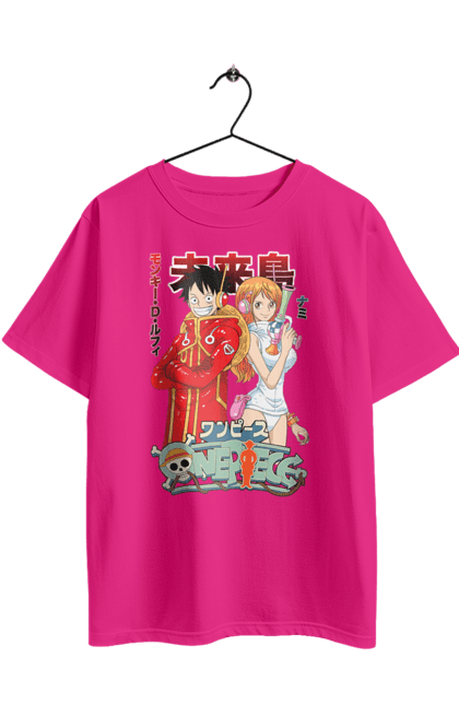 Футболка оверсайз з принтом "Ван Піс Намі та Луффі". Cat burglar, nami, one piece, аніме, ван пис, ван піс, кішка-злодійка, луффі, манга, намі. 2070702