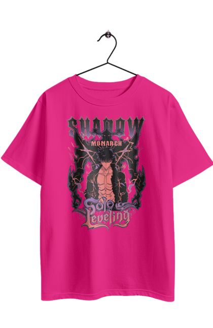 Футболка оверсайз з принтом "Тільки я візьму новий рівень". Anime, manga, solo leveling, sung jinwoo, аниме, манга, новий рівень, сонг джін. 2070702