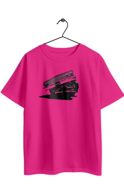 Футболка оверсайз з принтом "Автомобіль". Автомобіль, імпала, класика, лоурайдер, шевроле. 2070702