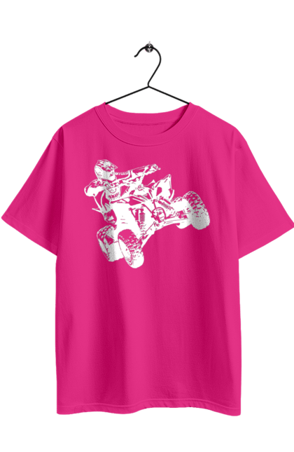 Футболка оверсайз з принтом "Людина На Квадроциклі Білий". Гонки, квадроцикл, экстрим. 2070702