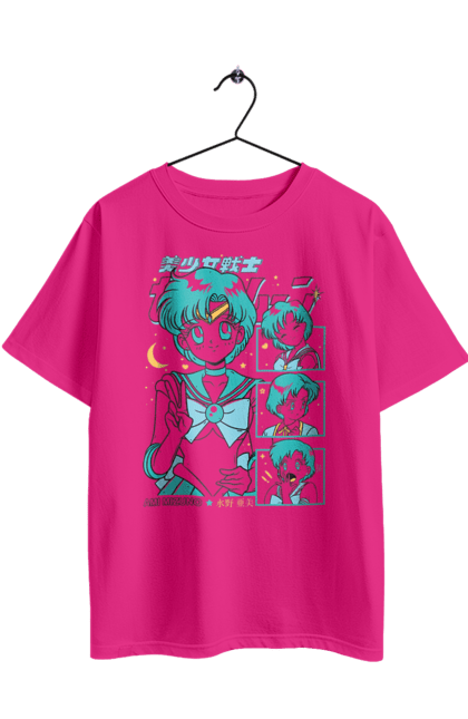 Футболка оверсайз з принтом "Сейлор Мун Меркурій". Ami mizuno, sailor mercury, sailor moon, амі мідзуно, аніме, драма, махо-сьодзьо, сейлор меркурій, сейлор мун, серіал. 2070702