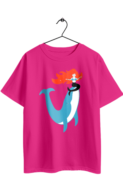 Футболка оверсайз з принтом "Русалка І Кит". Кит, море, русалка. 2070702