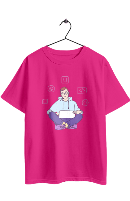 Футболка оверсайз з принтом "Я програміст". Angular, c, css, html, it, javascript, jquery, php, python, react, svelt, vue, айтишник, айті, гумор, код, кодувати, прогер, програміст, програмісти, ти ж, ти ж програміст, тиж програміст. 2070702