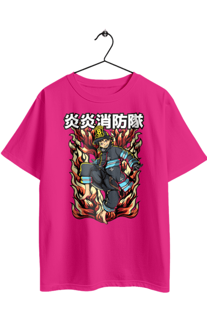 Футболка оверсайз з принтом "Палаюча пожежна бригада Шинра Кусакабе". Fire force, shinra, shinra kusakabe, палаюча пожежна бригада, шинра, шинра кусакабе. 2070702
