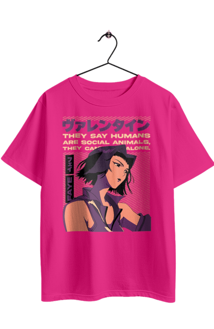 Футболка оверсайз з принтом "Ковбой Бібоп Фей". Anime, cowboy bebop, faye, faye valentine, аніме, ковбой бібоп, фей, фей валентайн. 2070702