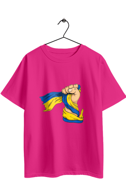 Футболка оверсайз з принтом "Сильна Україна". Воля, кулак, прапор україни, україна, українська символіка. 2070702