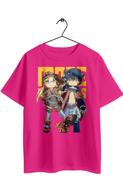 Футболка оверсайз с принтом Созданный в Бездне. Made in abyss, reg, riko, бездна, манга, рега, рико, робот, созданный в бездне. 2070702