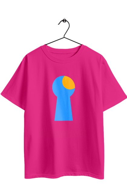 Футболка оверсайз с принтом Замочная скважина. Дверь, замок, ключ, любопытство, открой двери, свет сквозь, скважина, щель. 2070702