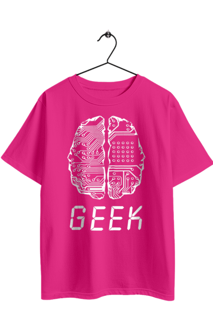 Футболка оверсайз з принтом "Гик Мозок". Айті, айтішник, гик, знання, інженер, кібер, кібернетика, кіборг, код, комп, комп’ютерник, кристал, мікросхема, мозок, програміст, професіонал, професссія, розробник, розум, чіп. 2070702