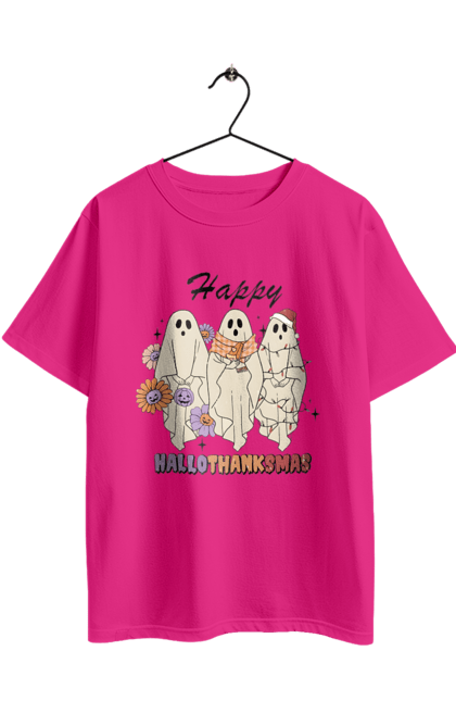 Футболка оверсайз з принтом "Хелловін Привид". 31 жовтня, halloween, гелловін, жовтень, капощі, ласощі, лякати, привид, свято, хелловін. 2070702