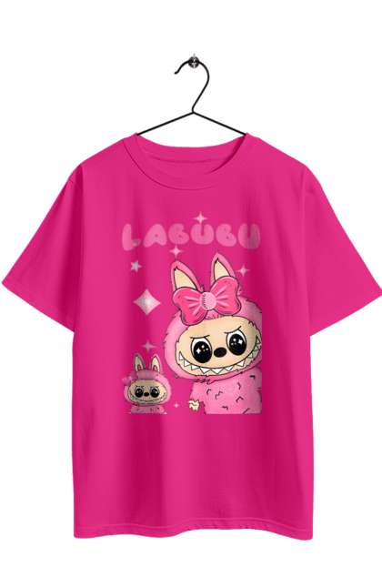 Футболка оверсайз з принтом "Лабубу". Іграшка лабубу, лабубу, лабубу кока кола, мерч лабубу, мила, рожева лабубу, смішна лабубу. 2070702